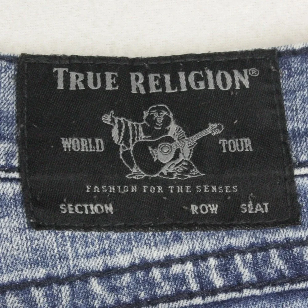 True Religion Rocco Mens 36 Relaxed Skinny Jeans Flap Pocket Faded Denim